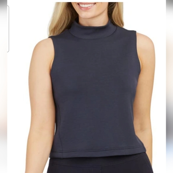 SPANX Airessentials Mock Neck Top In Classic Navy. Size Medium - Picture 1 of 11